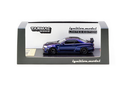 Nissan Skyline R34 GT-R Z-Tune Purple Metallic 1:64 Modellauto Heckansicht