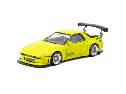Tarmac Works 1:64 Pandem Mazda RX-7 FC3S Gelb - Seitenansicht