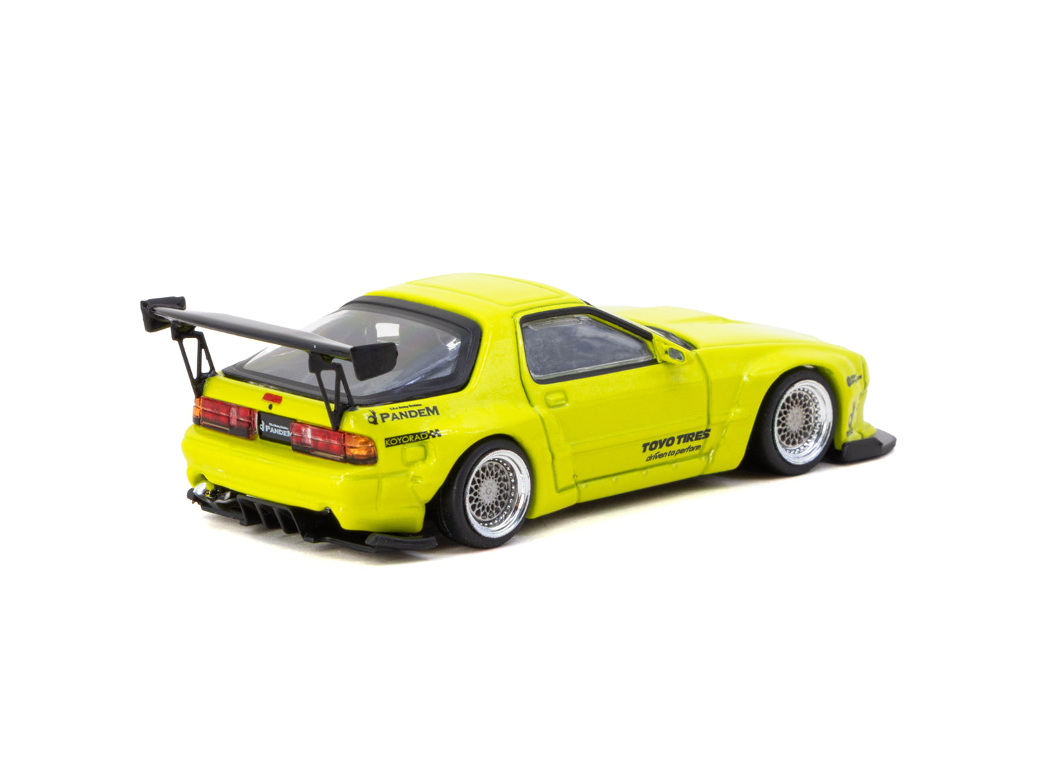 Tarmac Works 1:64 Pandem Mazda RX-7 FC3S Gelb - Detailansicht