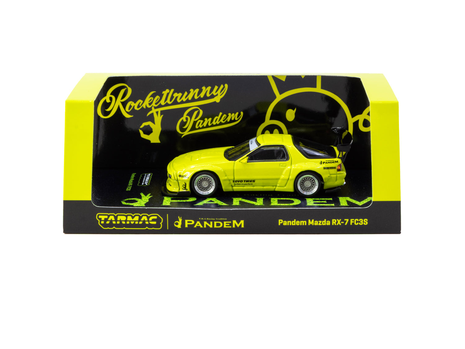 Tarmac Works 1:64 Pandem Mazda RX-7 FC3S Gelb - Verpackung